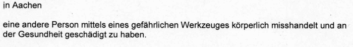 Anklageschrift: Gefährliche Körperverletzung, Fachanwalt für Strafrecht Ferner Alsdorf Aachen